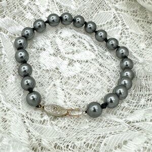 Vintage Fishhook Clasp Purple Pearl Bracelet